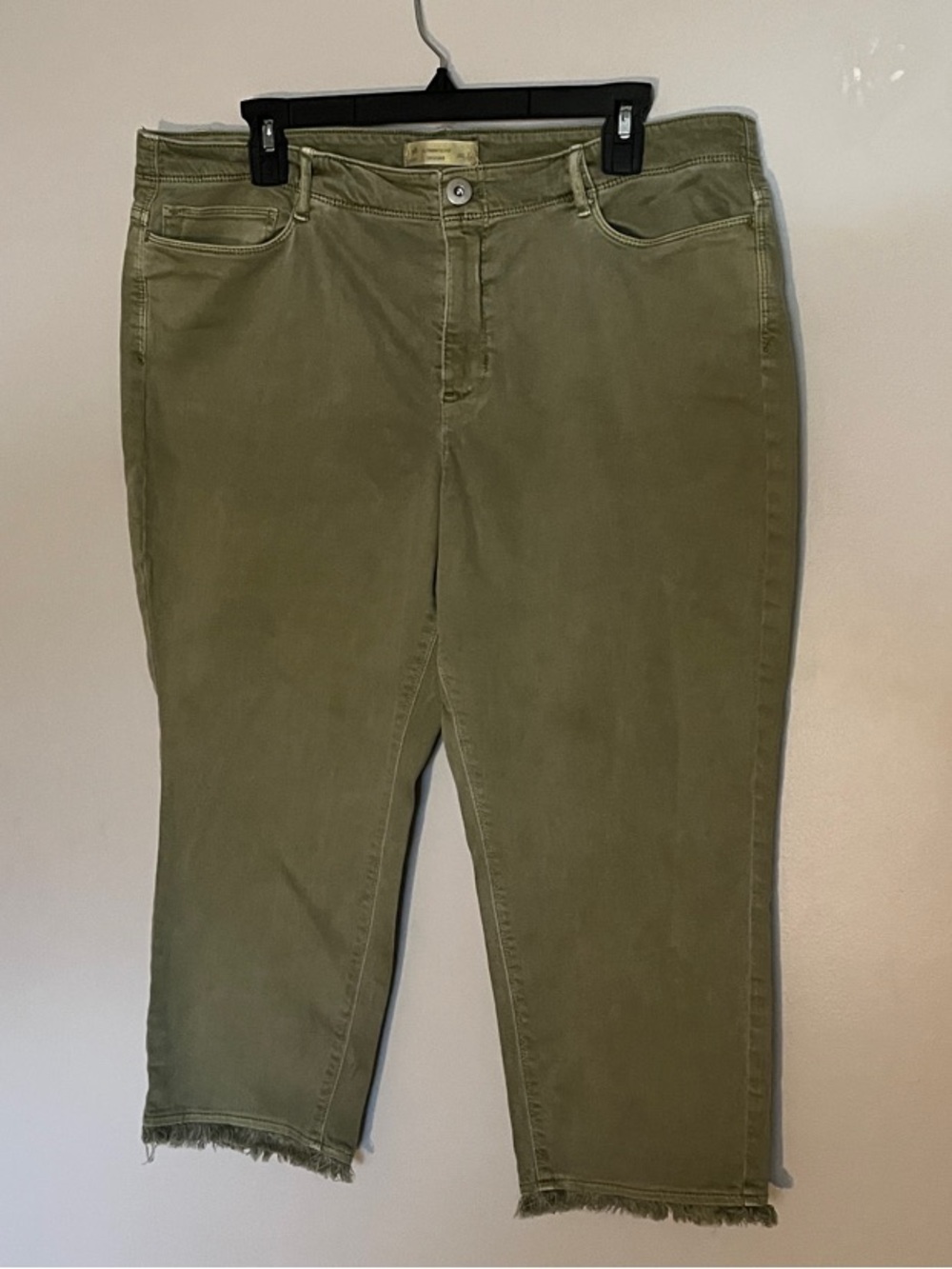 J. Jill Olive Green Cropped Jeans with Frayed Hem SP 16